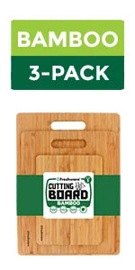 Bamboo Cutting Boards for Kitchen [Set of 3] Wood Cutting Board for Chopping Meat, Vegetables, Fruits, Cheese
