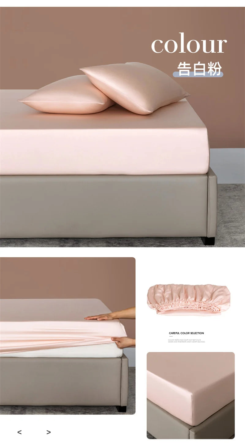 100% Bamboo Bed Sheet Set Luxury 3 Pieces Bedding Set (1pc Fitted Sheet and 2pcs Pillowcase) Non-Slip Mattress Cover for 100/160