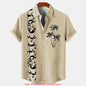 Men's ethnic clothing printed short sleeved shirt fashionable Hawaiian vacation party shirt bamboo hemp men's fashionable shirt