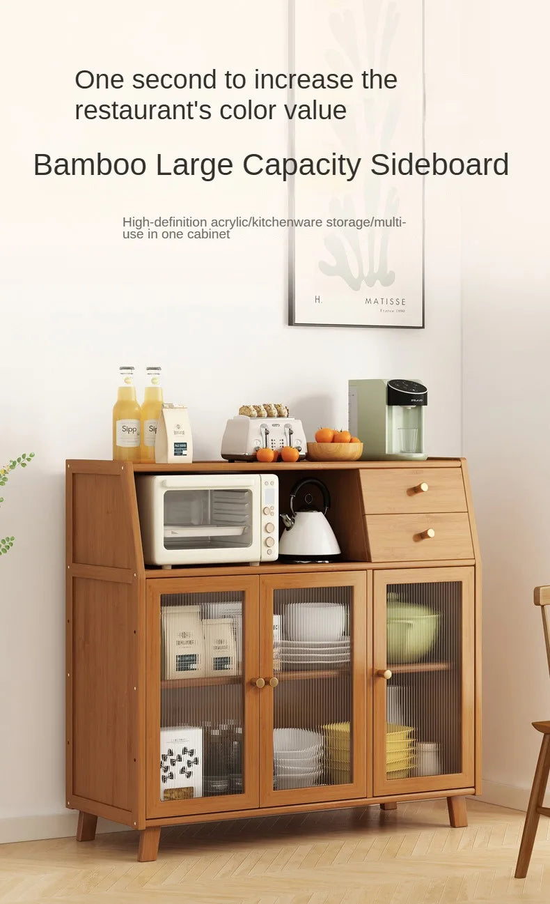dining room Bamboo solid wood kitchen cabinets furniture sideboard side table furniture living room alacena Display cabinet