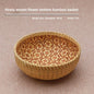 Kitchen Home Use Round Hand Woven Bamboo Storage Basket Rustic Foldable Basket for Fruit Snack Vegetable & Dirty Clothes Frame