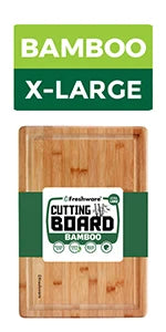 Bamboo Cutting Boards for Kitchen [Set of 3] Wood Cutting Board for Chopping Meat, Vegetables, Fruits, Cheese