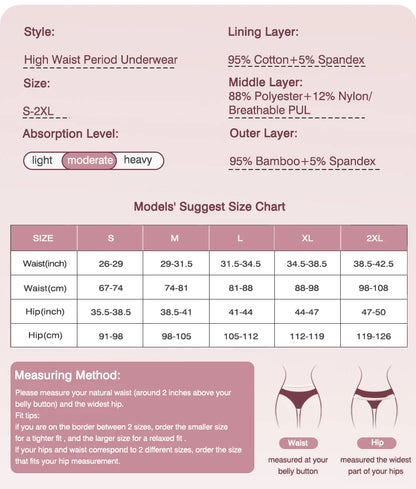 Bamboo Menstruation Panties Women High Waist Breathable Lingerie Leakproof Absorbent Period Briefs Bulk Reusable Underwear