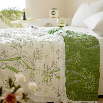 Bamboo fiber Puff blanket Jacquard bed plaid Stitch bed linen Antibacterial summer Blankets and bedspreads Home and decoration