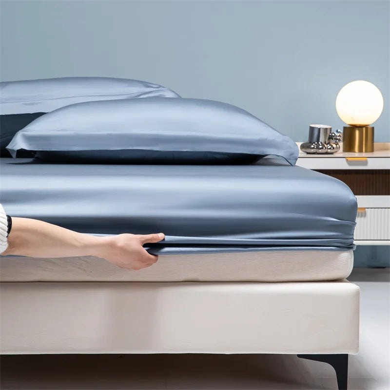 Luxury 100% Bamboo Bed Sheet Set with Fitted Sheets Flat Bedsheet Pillowcase Double Queen King Size Bedding Sets Smooth Silky