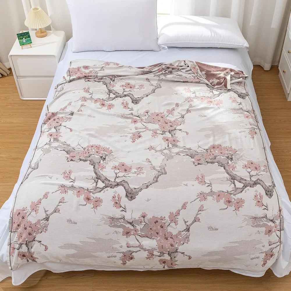 Bamboo Cotton Summer Quilt adult Bedding Blanket Bedspread 150*200 cm 2 Layers Muslin Sleeping Gauze Blanket For Afternoon Nap