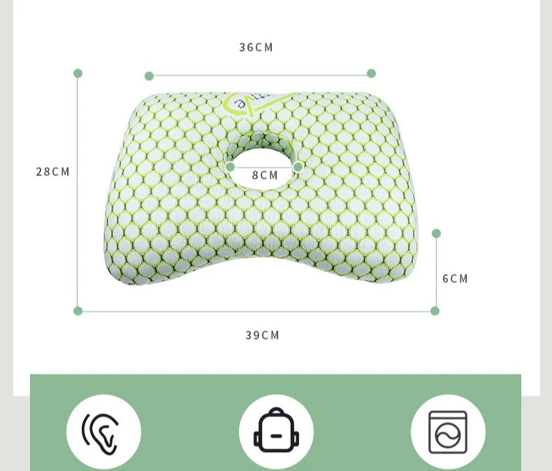 Bamboo Fiber Single Hole Ear Pillow - Elderly Patients Orthopedic Design, Beauty Salon Adult Side Sleeping Pillow for Pressure