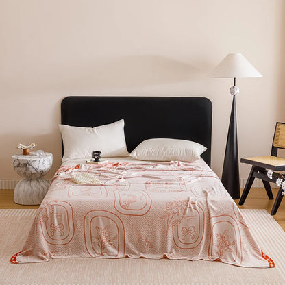 Natural Bamboo Fiber Blanket Breathable Sofa Bed Cover For Home Outdoor Jacquard Floral Cooling Summer Quilt Drop Shipping