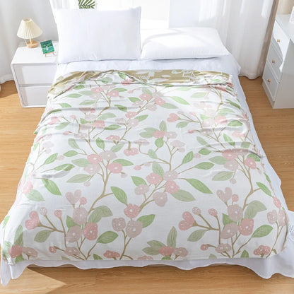 Bamboo Cotton Summer Quilt adult Bedding Blanket Bedspread 150*200 cm 2 Layers Muslin Sleeping Gauze Blanket For Afternoon Nap