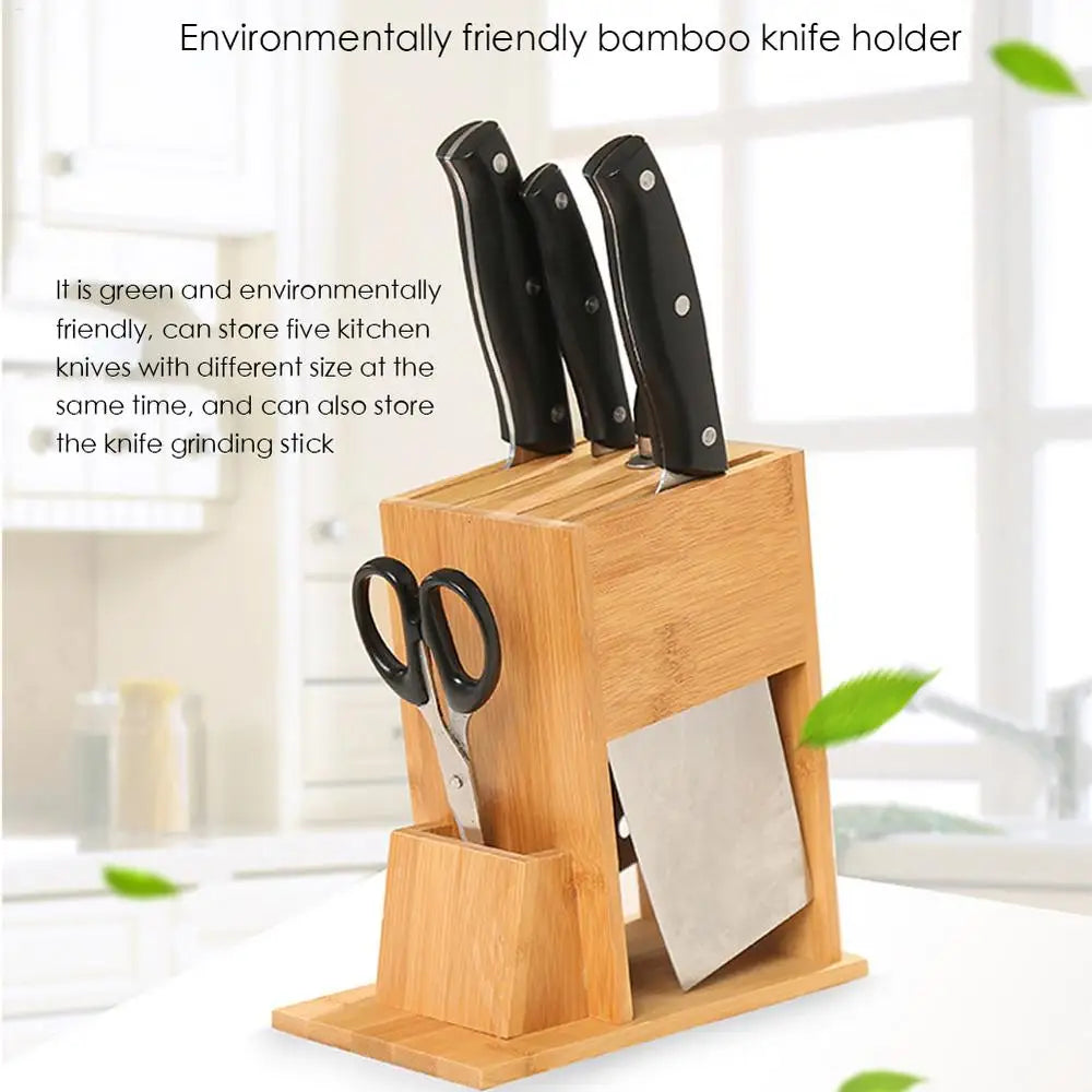 Bamboo Knife Block Stand for Kitchen Multifunctional Cutter Rack Holder multifunctional knife Storage rack for Kitchen Supplies