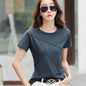 Fashion Spring Summer Slim Bamboo Cotton T-Shirts Women O-Neck Short Sleeve Korean Ribbed T Shirt Female Casual Solid Tops