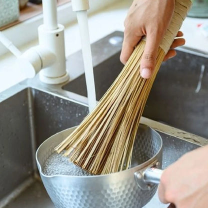 Kitchen Natural Bamboo Pot Washing Brush Bamboo Wok Cleaning Whisk Brush Household Kitchen Clean Tool With Comfortable Handle
