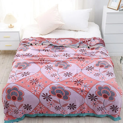 Bamboo Cotton Summer Quilt adult Bedding Blanket Bedspread 150*200 cm 2 Layers Muslin Sleeping Gauze Blanket For Afternoon Nap