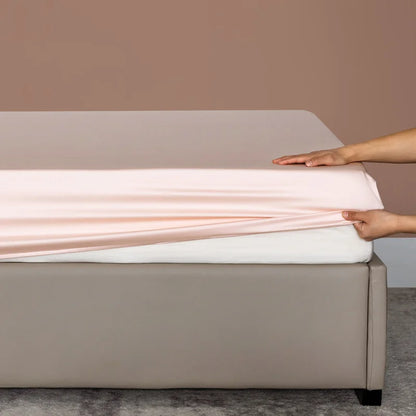 Organic Bamboo Bed Fitted Sheet Solid Color Silky Bed Cover Luxury Mattress Cover with Rubber Band Double Queen Size Customized