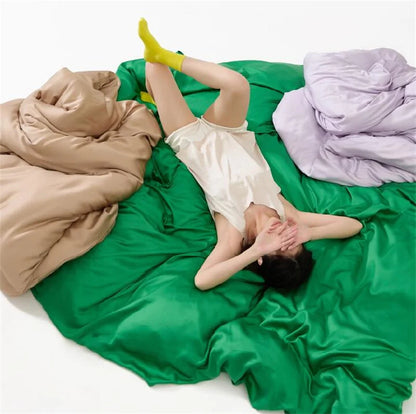 Luxury 100% Bamboo Bed Sheet Set with Fitted Sheets Flat Bedsheet Pillowcase Double Queen King Size Bedding Sets Smooth Silky