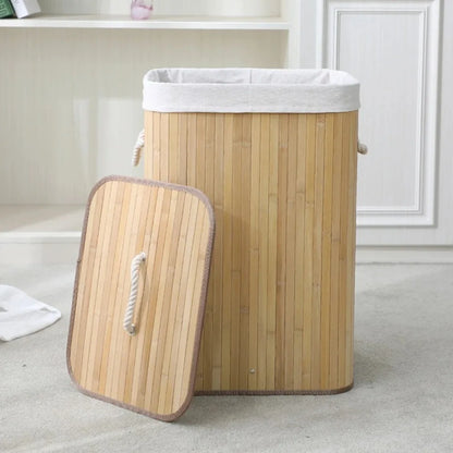 Bamboo Laundry Basket Breathable Woven Knit Laundry Basket Large Capacity Laundry Basket Environmentally Friendly Laundry Basket