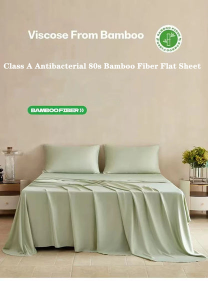 100% Bamboo Fibre Bedsheet Twin Queen King Size Flat Sheet Summer Solid Color Antibacterial Cooling Single And Double Bed Linens