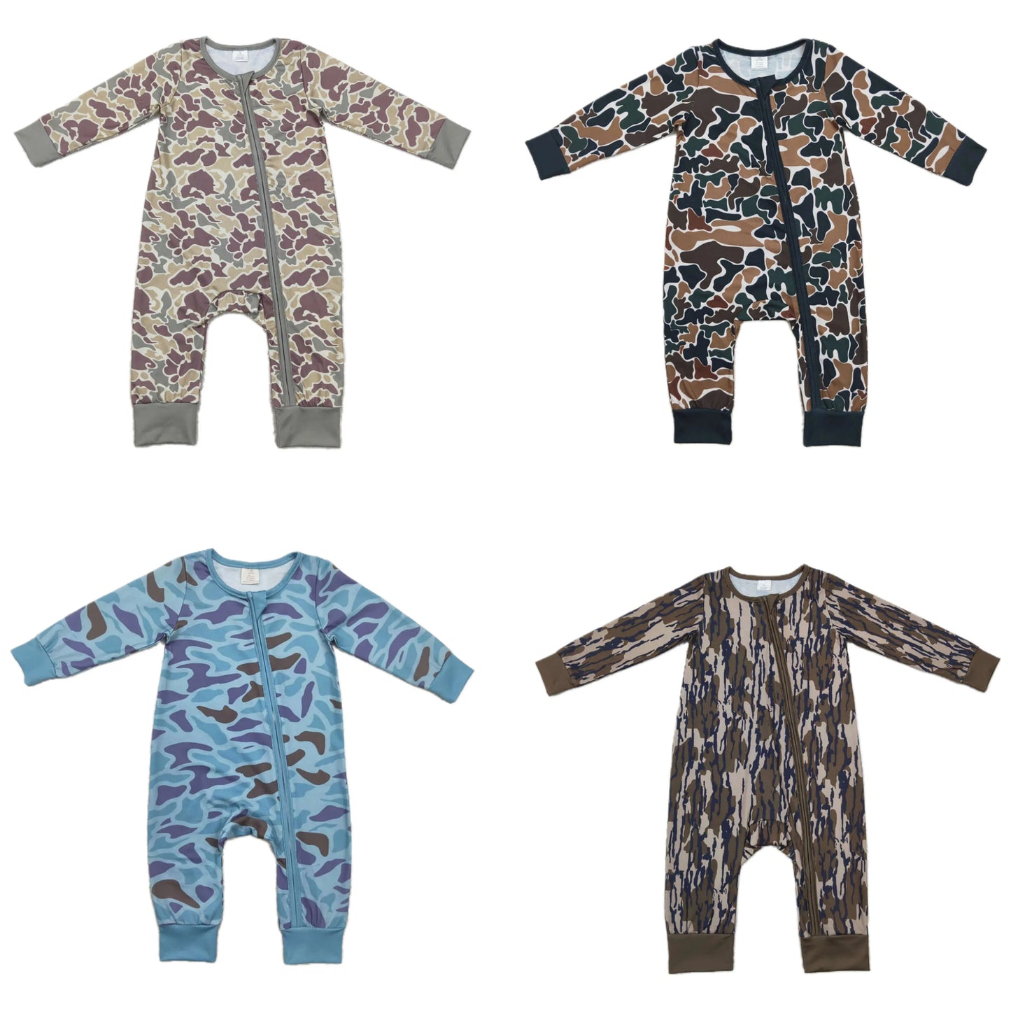 Wholesale Newborn Baby Boy Bamboo Camo Clothing Long Sleeves Zipper Jumpsuit Kids Children Toddler Spring Fall One-piece Romper