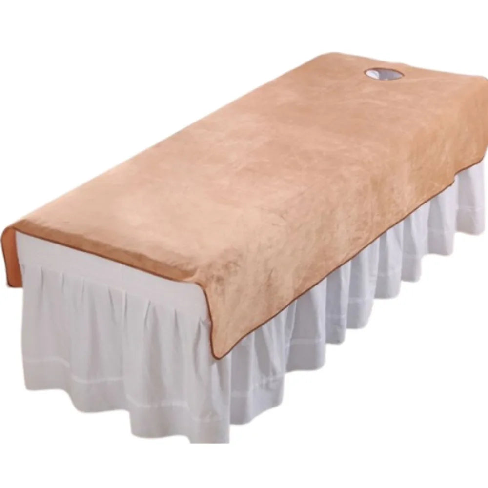 Comfortable SPA Bedspread Soft Solid Color Massage Bed Sheets with Face Hole Thickened Cosmetic Bed Sheet Beauty Tool