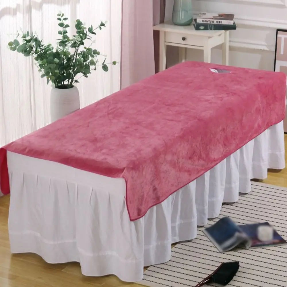 Comfortable SPA Bedspread Soft Solid Color Massage Bed Sheets with Face Hole Thickened Cosmetic Bed Sheet Beauty Tool