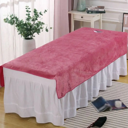 Comfortable SPA Bedspread Soft Solid Color Massage Bed Sheets with Face Hole Thickened Cosmetic Bed Sheet Beauty Tool