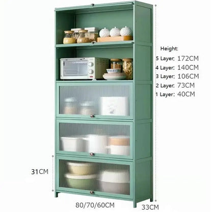 Factory Price Freestanding Kitchen Bamboo Cabinet With Flipping-up Dustproof Door Kitchen Storage Cabinet
