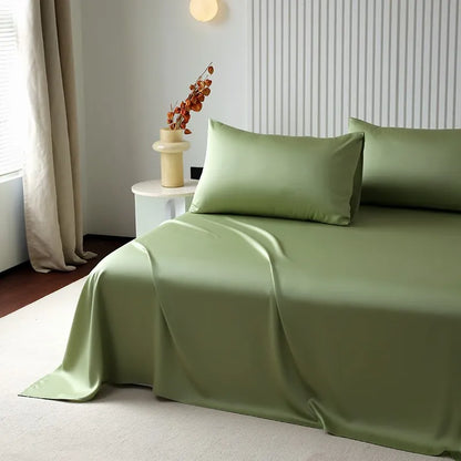 100%Organic Eucalyptus Plain Blue Flat Bed Sheets Lyocell Silky Soft Smooth Breathable Gentle to Skin Pillow shams