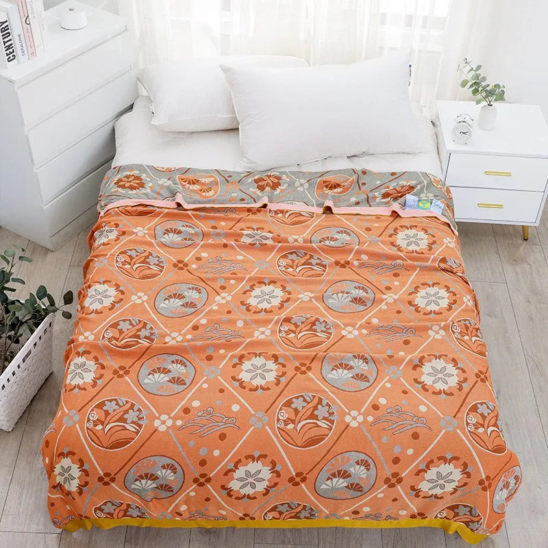 Bamboo Cotton Summer Quilt adult Bedding Blanket Bedspread 150*200 cm 2 Layers Muslin Sleeping Gauze Blanket For Afternoon Nap
