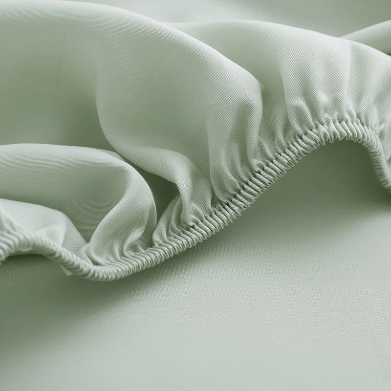 Bamboo Green Deep Pocket Fitted Sheet 100% Lyocell Fiber Bedding Mattress Cover with Elastic Band Soft Breath Freely Drop Ship