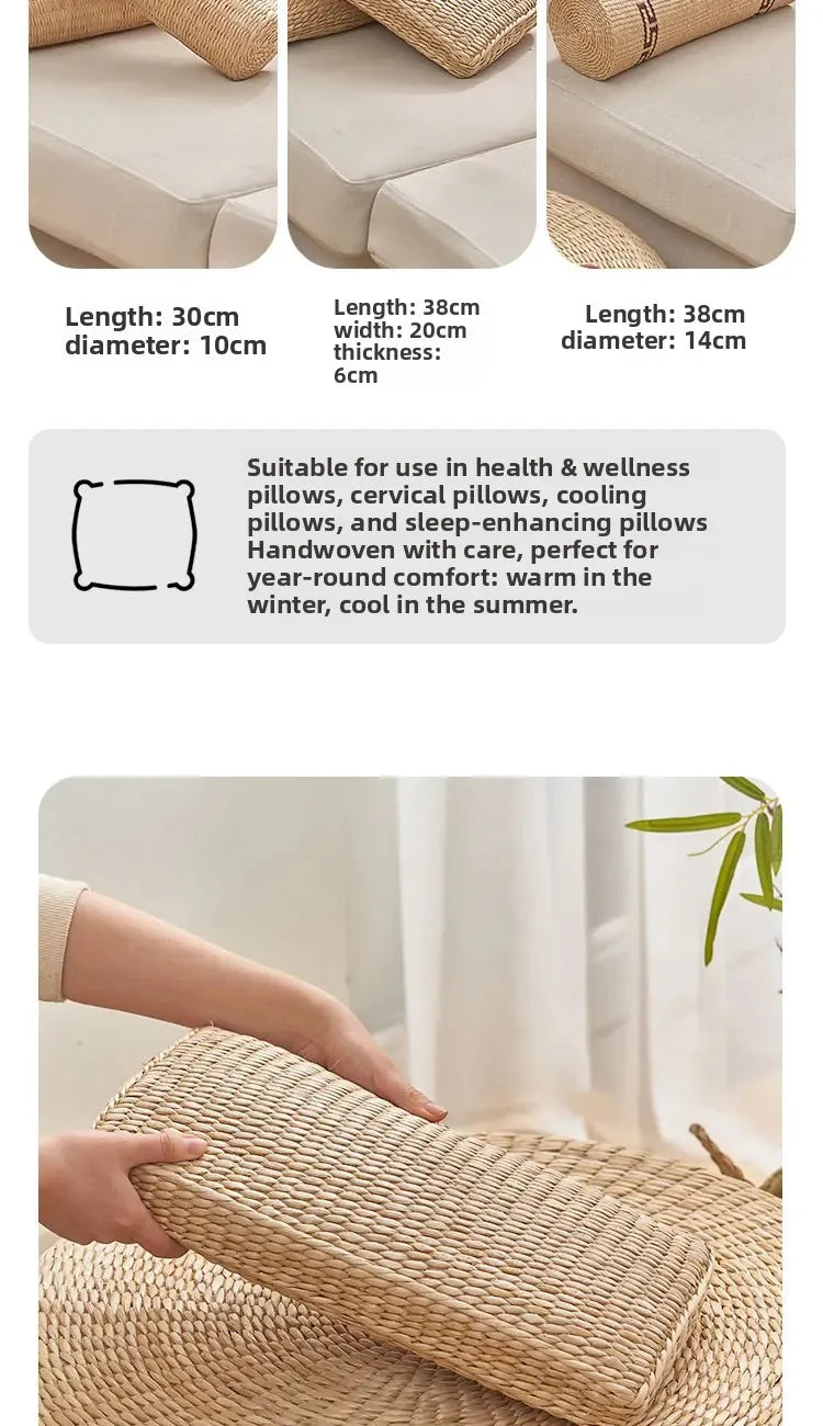 Bamboo Wife round Neck Pillow Straw Cervical Sleeping Bed Cushion for Pregnant Women Household Comfortable Pillow