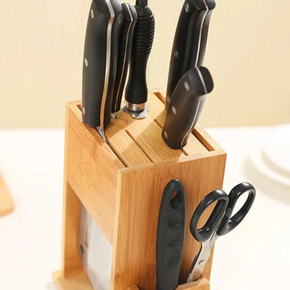 Bamboo Knife Block Stand for Kitchen Multifunctional Cutter Rack Holder multifunctional knife Storage rack for Kitchen Supplies