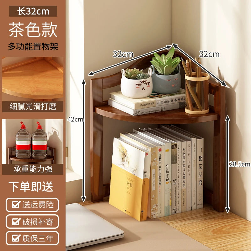 Kitchen Corner Bamboo Rack, Multi-Tier Storage Organizer, Freestanding Bookshelf for Cooking Utensils or Pantry Supplies