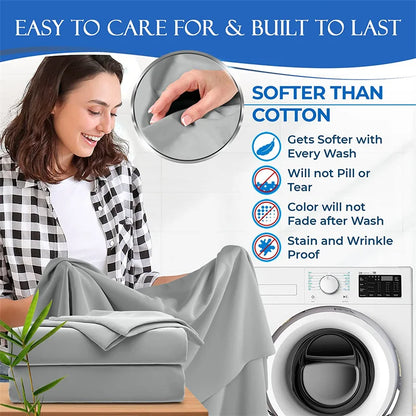 Luxury 100% Bamboo Bed Sheet Set with Fitted Sheets Flat Bedsheet Pillowcase Double Queen King Size Bedding Sets Smooth Silky