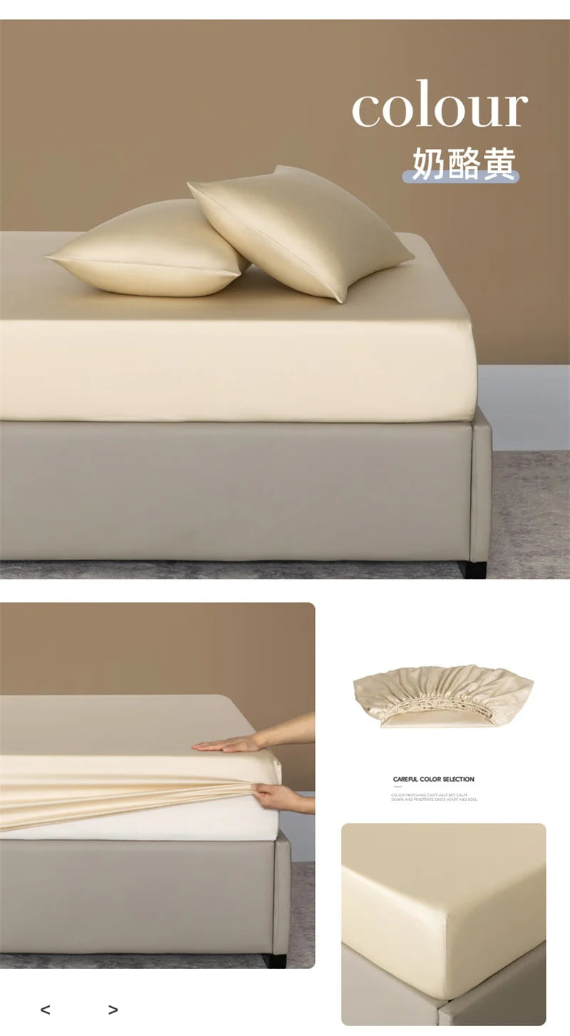 100% Bamboo Bed Sheet Set Luxury 3 Pieces Bedding Set (1pc Fitted Sheet and 2pcs Pillowcase) Non-Slip Mattress Cover for 100/160