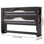 Bamboo 4-in-1 Wall Mount Foil & Plastic Wrap Organizer with Cutter - Kitchen Storage Solution for Wax Paper.