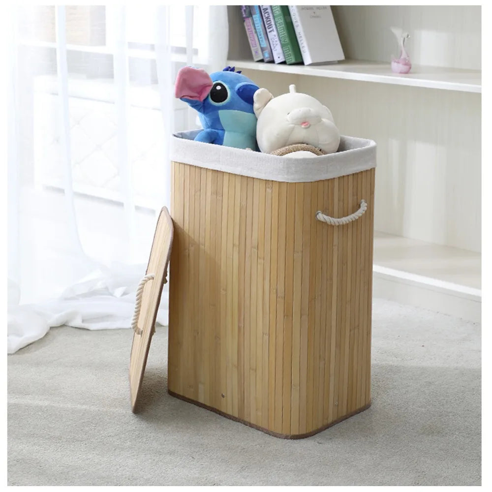 Bamboo Laundry Basket Breathable Woven Knit Laundry Basket Large Capacity Laundry Basket Environmentally Friendly Laundry Basket