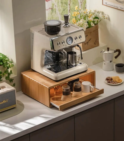 Bamboo Making Kitchen Storage Racks Coffee Machine Microwave Oven Household Pull Type Storage Rack Dustproof Cup Saucer Holders