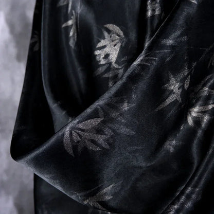 Bamboo Leaf Acetate Silk Printed Fabric New Chinese Fashion High Quality Vertical Womens Dresses Hanfu Pants DIY Design Cloth