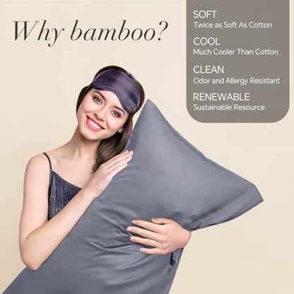 2pcs Bamboo Pillowcase for Hot Sleepers & Night Sweats Softness Cooling Pillow Cover with Envelope Closure