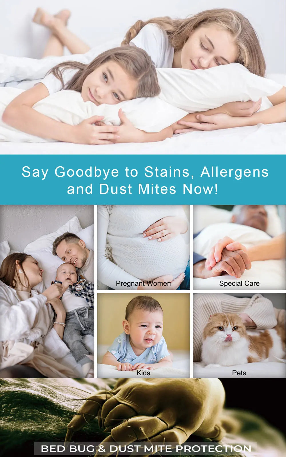 Bamboo Pillow Cover Waterproof Zipper Pillow Protector 48x74cm Bedbug Proof Hotel Home Bed Pillowcases