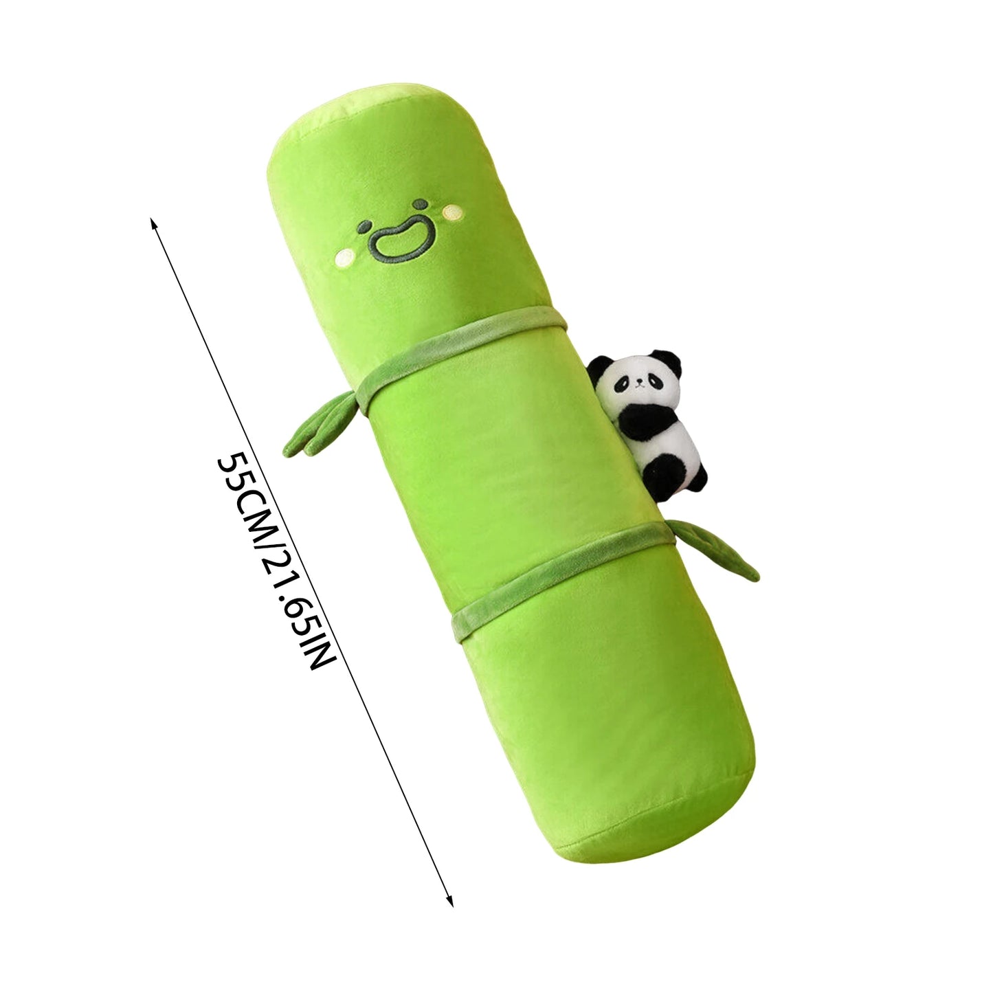 Green Style Long Pillow With Bear Ornament Cartoon Bamboo Shaped Bed Sofa Comfort Pillow Home Creatively Soft Bamboo Pillow
