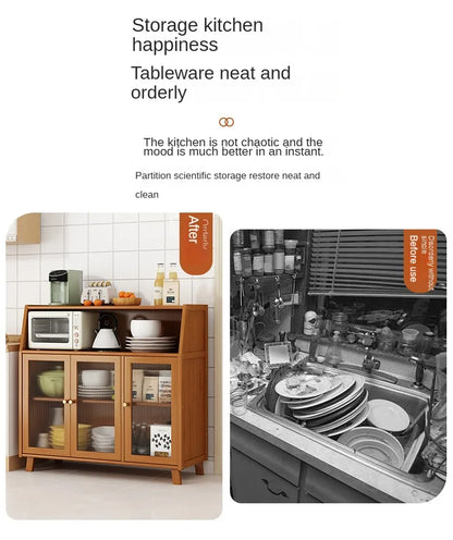 dining room Bamboo solid wood kitchen cabinets furniture sideboard side table furniture living room alacena Display cabinet