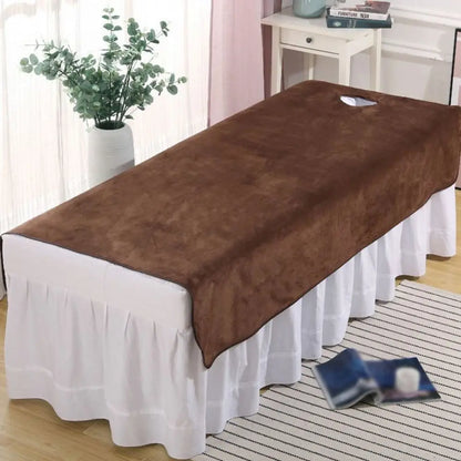Comfortable SPA Bedspread Soft Solid Color Massage Bed Sheets with Face Hole Thickened Cosmetic Bed Sheet Beauty Tool