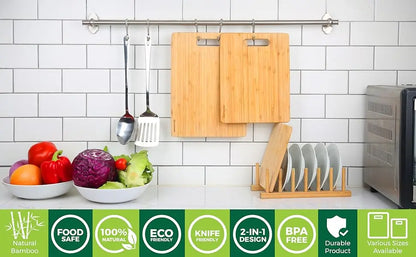 Bamboo Cutting Boards for Kitchen [Set of 3] Wood Cutting Board for Chopping Meat, Vegetables, Fruits, Cheese