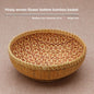 Kitchen Home Use Round Hand Woven Bamboo Storage Basket Rustic Foldable Basket for Fruit Snack Vegetable & Dirty Clothes Frame