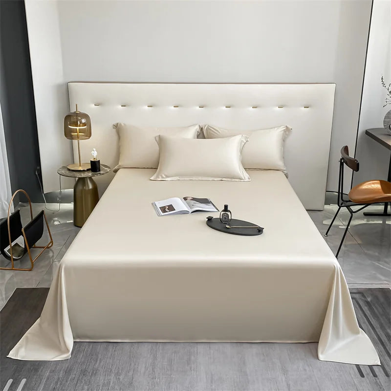 100% Bamboo Bed Sheet Flat Bed Sheets Luxury Flat Sheet Solid Color Single/Double/King/Queen Size Bed Linens Summer Cooling 2024