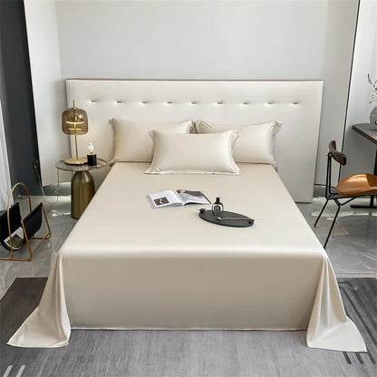 100% Bamboo Bed Sheet Flat Bed Sheets Luxury Flat Sheet Solid Color Single/Double/King/Queen Size Bed Linens Summer Cooling 2024