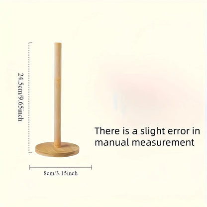 Bamboo Paper Towel Holder Wooden Dispenser Round Countertop Stand Kitchen Bathroom Organization Jewelry Accessories Storage Rack