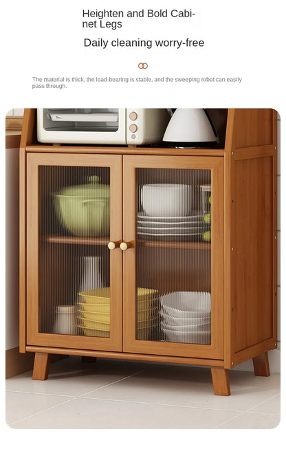 dining room Bamboo solid wood kitchen cabinets furniture sideboard side table furniture living room alacena Display cabinet