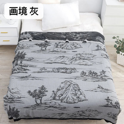 Bamboo Cotton Summer Quilt adult Bedding Blanket Bedspread 150*200 cm 2 Layers Muslin Sleeping Gauze Blanket For Afternoon Nap